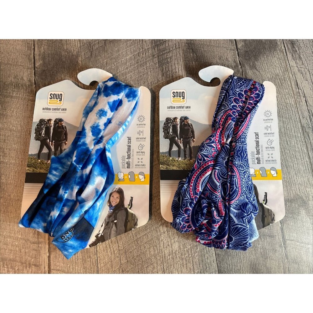 Snug Scarf Outdoor Multi-functional Hiking Packable UV Protection Lot‎ of 2 NEW